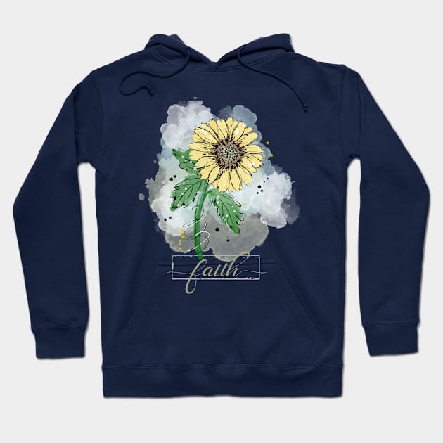 Sketchy Doodle Faith Yellow Watercolor Flower Hoodie by Simply Robin Creations